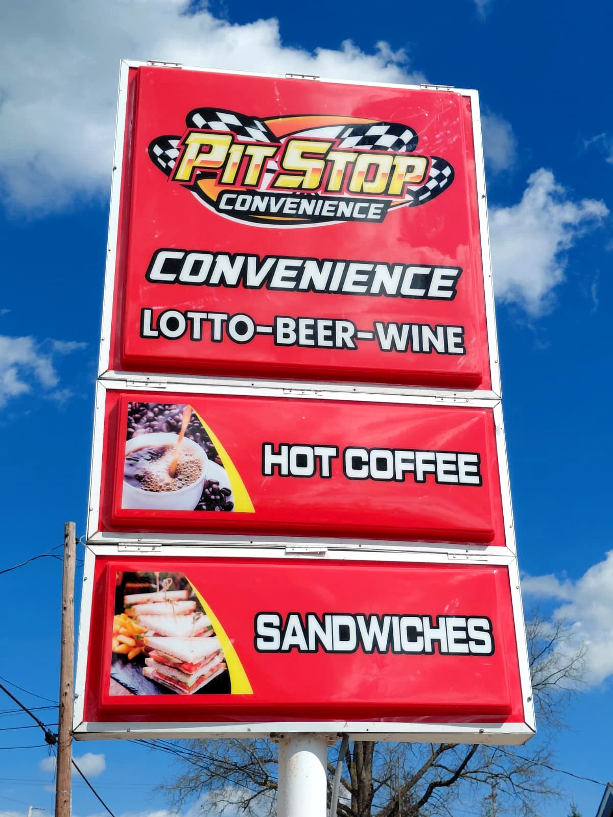 Pit Stop Convenience pole sign by BNext Design